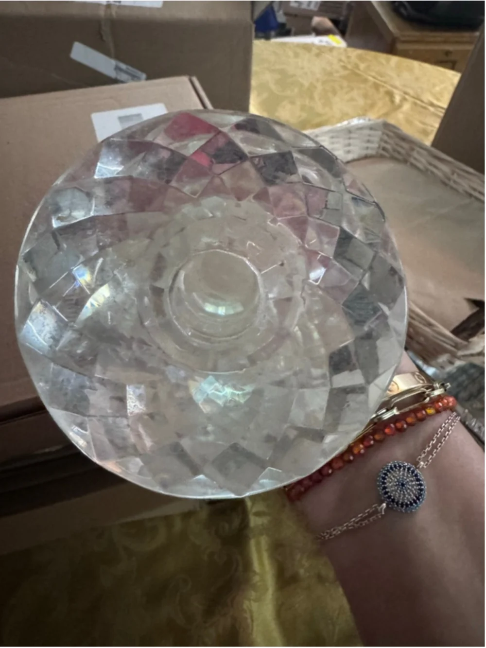 Vintage Crystal Candle Holder Clear One Size
